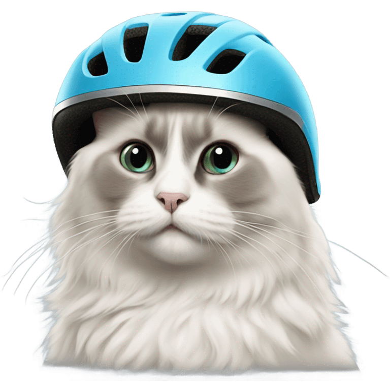 Ragdoll cat wearing bike helmet emoji