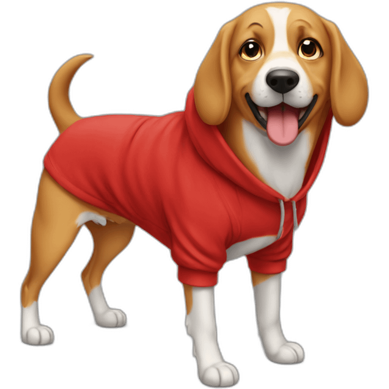 Barking susagedog in red hoodie emoji emoji