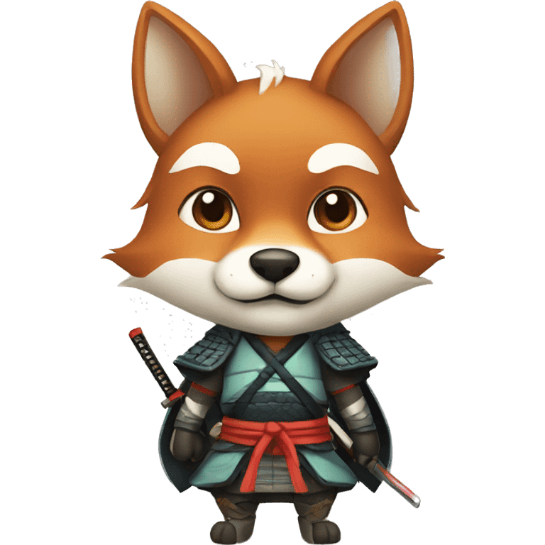 Samurai fox cartoon emoji