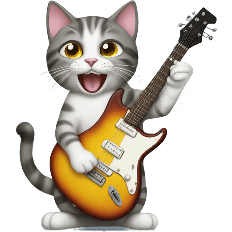 Cat rocking to music emoji