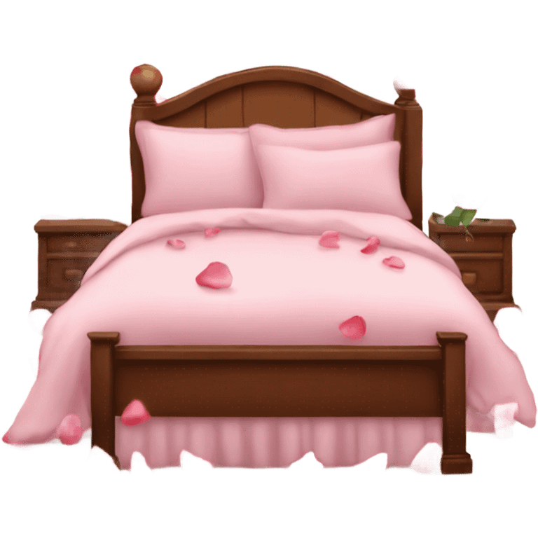 queen size bed with rose petals emoji