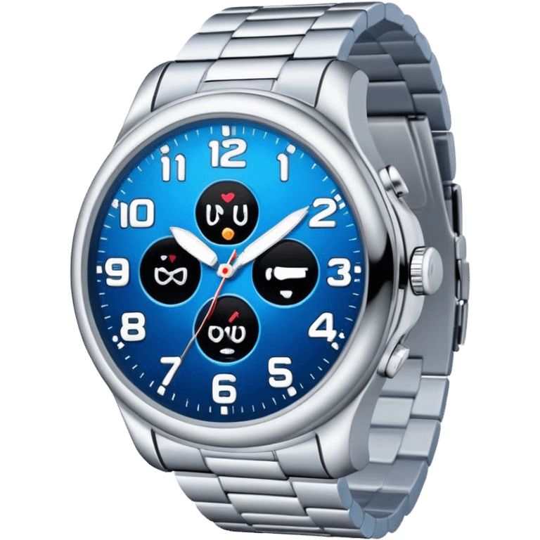 Silver watch with blue face emoji