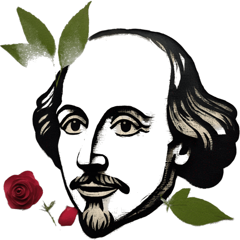 Shakespeare made of newspaper cuttings 420 hemp roses flowers plants leaves emoji