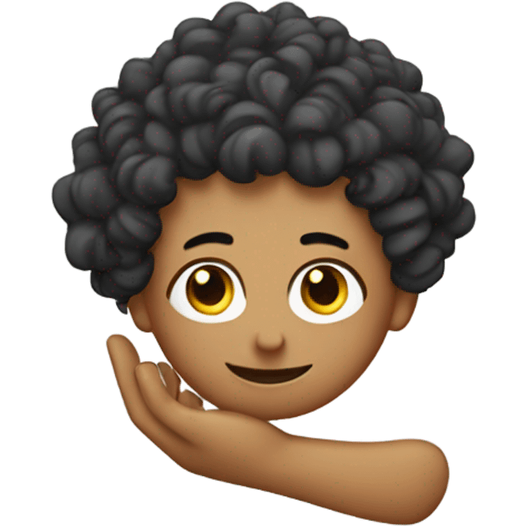 A finger cast with curly hair  emoji