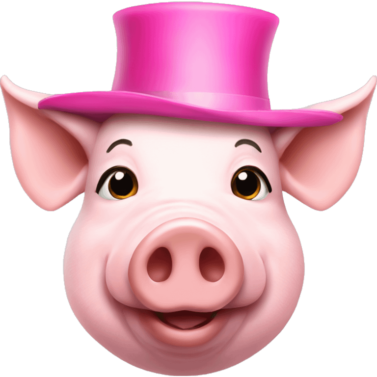 Pig with a top pink hat emoji