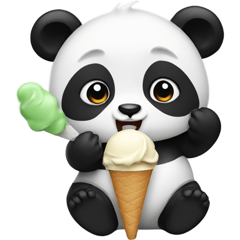 Panda eating ice cream emoji