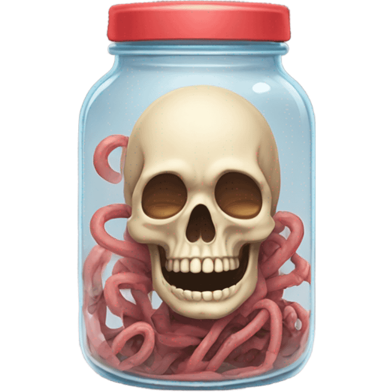 Sad jar of worms crying next to heart skeleton emoji