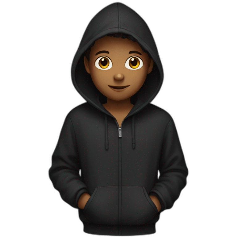 Boy with dark hoodie emoji