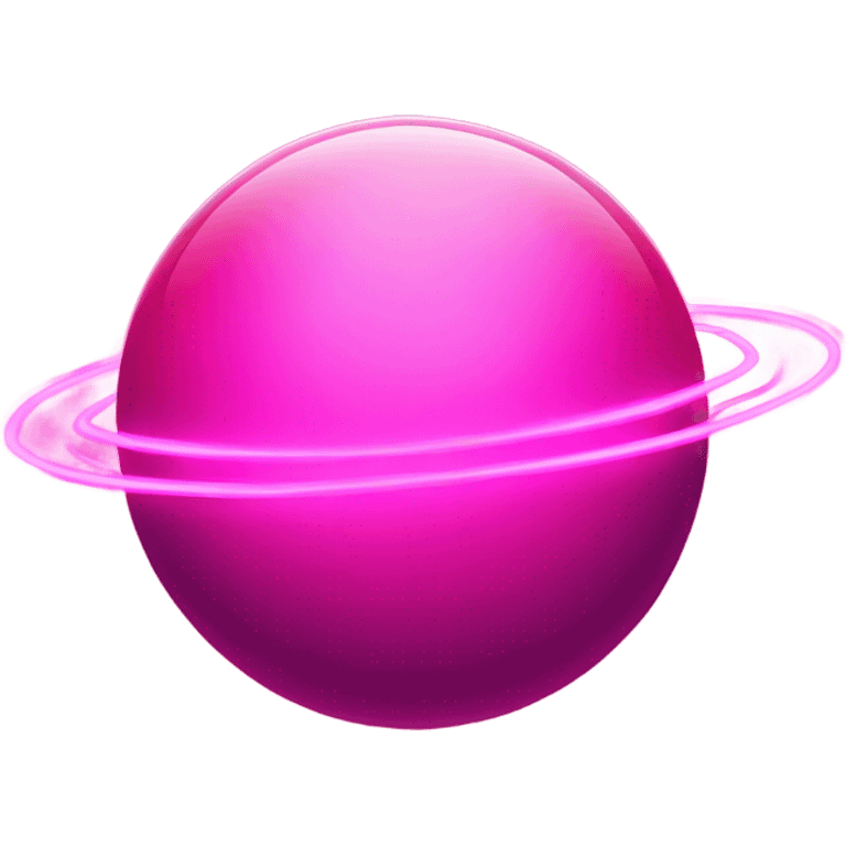 Neon pink planet with glowing rings and hearts  emoji