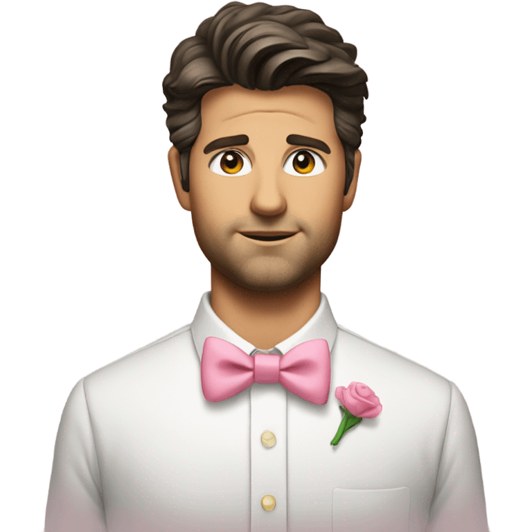 adam scott wearing a white button up and a pink bowtie emoji