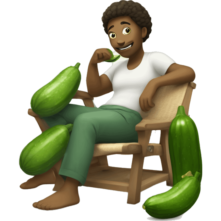 Smailey relaxing wearing cucumbers emoji