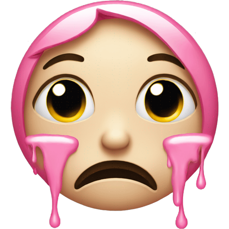 crying face with pink tears emoji