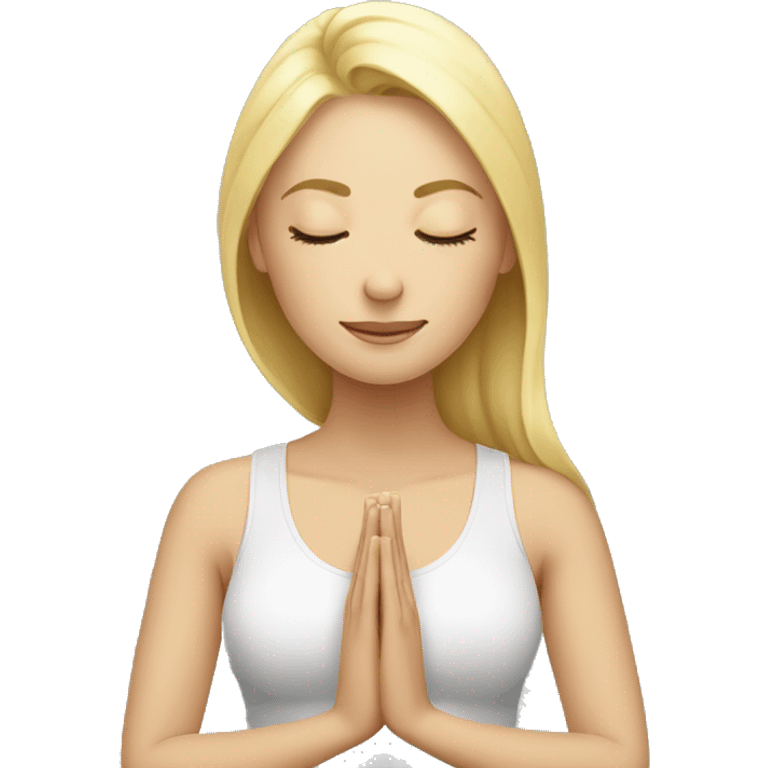 Blonde lady doing yoga with closed eyes emoji