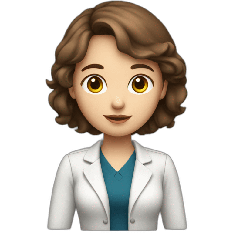 Girl teacher with brown hair with fucsia tipa emoji