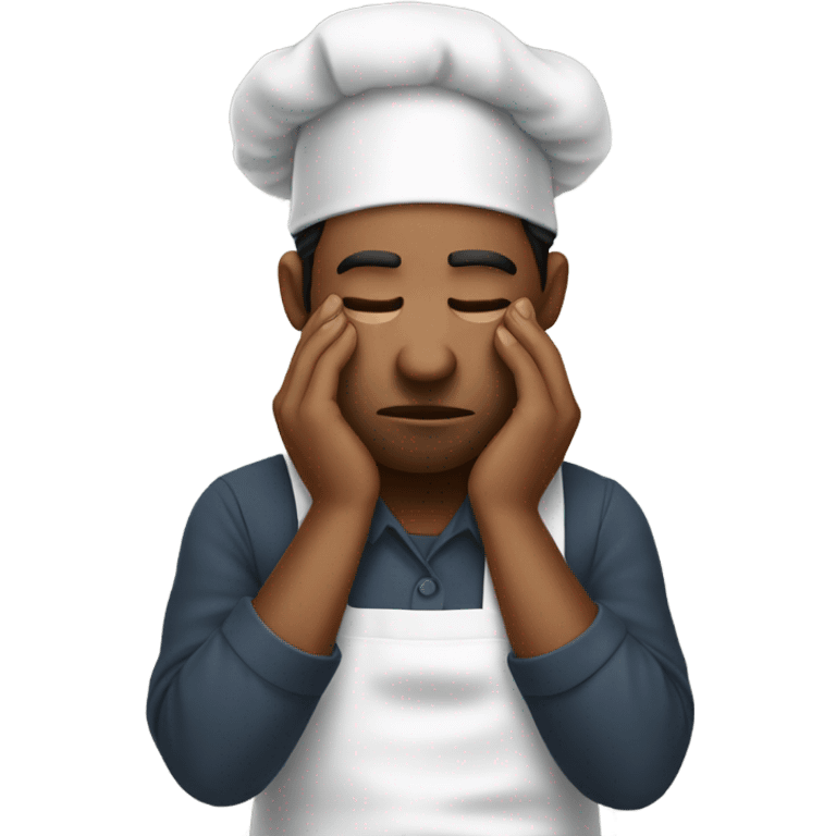 person facepalming wearing apron looking at phone  emoji