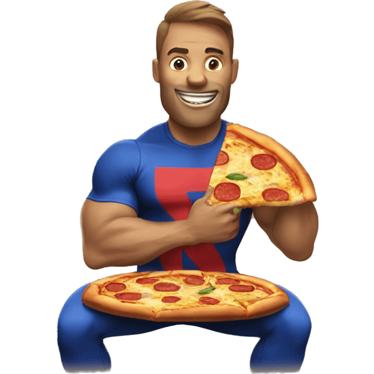 Powerlifter eating pizza emoji