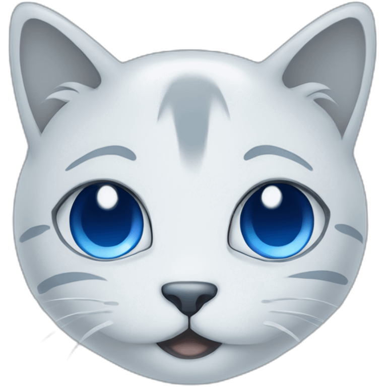 Blue simplistic sketch of a cute cat face emoji