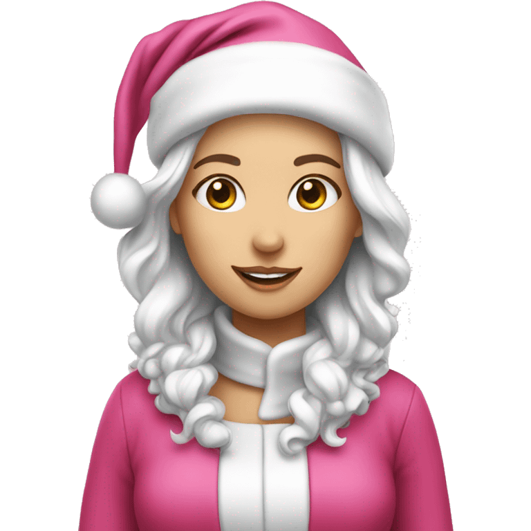 White Santa girl pink emoji