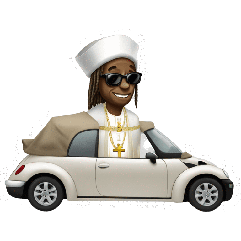 lil wayne in a pope mobile bugattie emoji