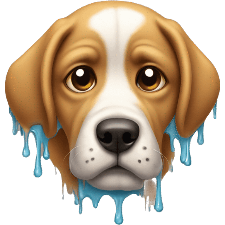 Sad dog wearing drip emoji