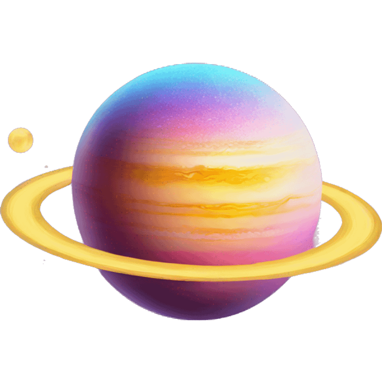 sparkly glittery blue purple and pink gradient planet with a yellow cheesy saturn ring emoji