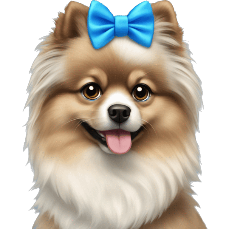 Merle Pomeranian with blue bow tie emoji