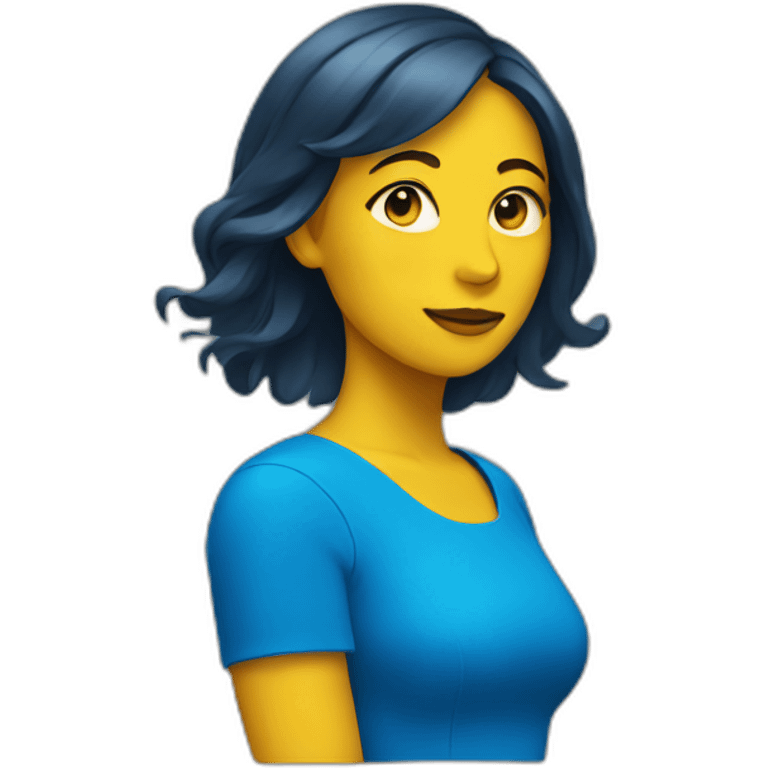 Woman in blue and yellow emoji