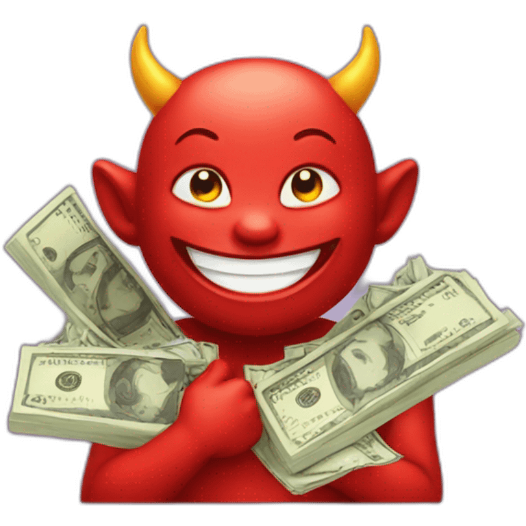 smiling little devil with a lot of money emoji