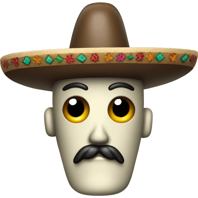 robot with mexican mustache and a mexican hat, only the face emoji