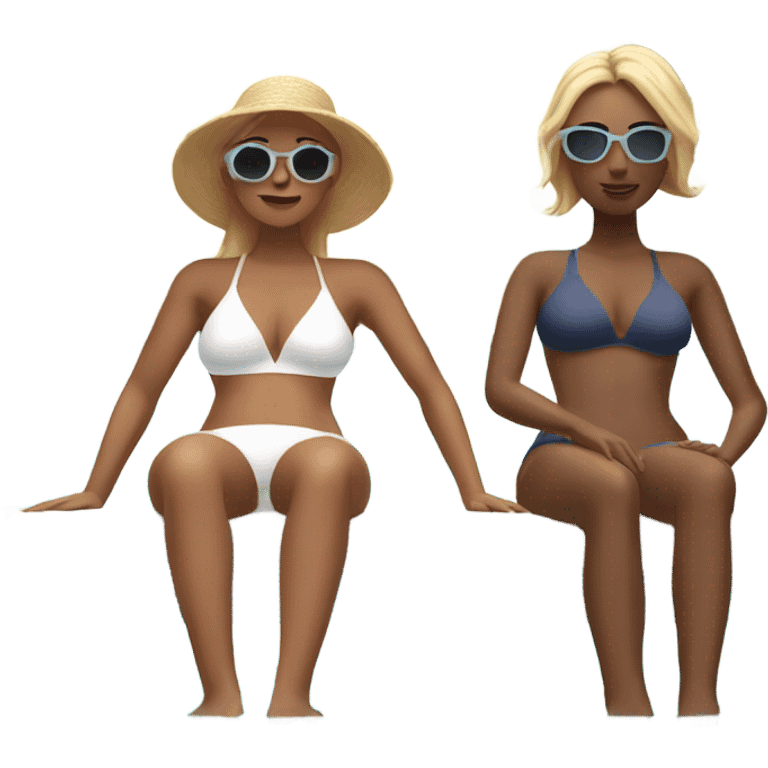 Two white women sunbathing by pool emoji