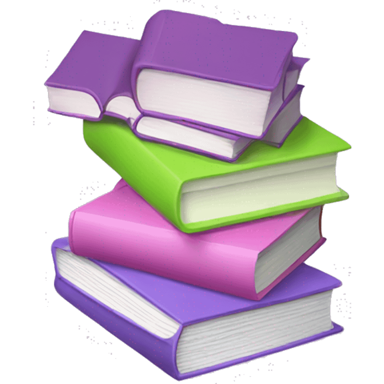 pink, lime green, lavender stack of books  emoji