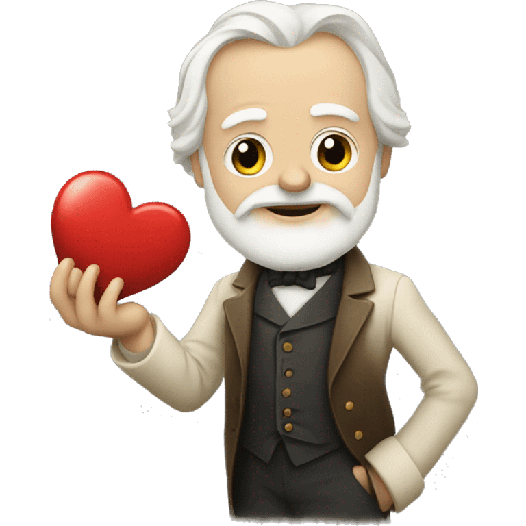 Victor Hugo holds a heart in his hand emoji