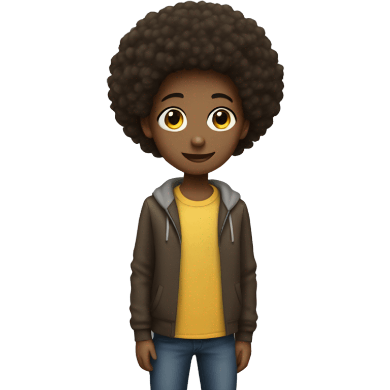 13 year  old with an afro emoji