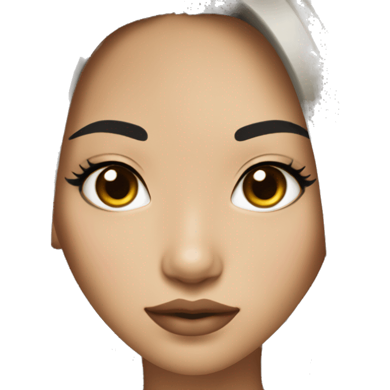 Girl with black medium hair, Asian but pretty, full lips, tanned skin emoji