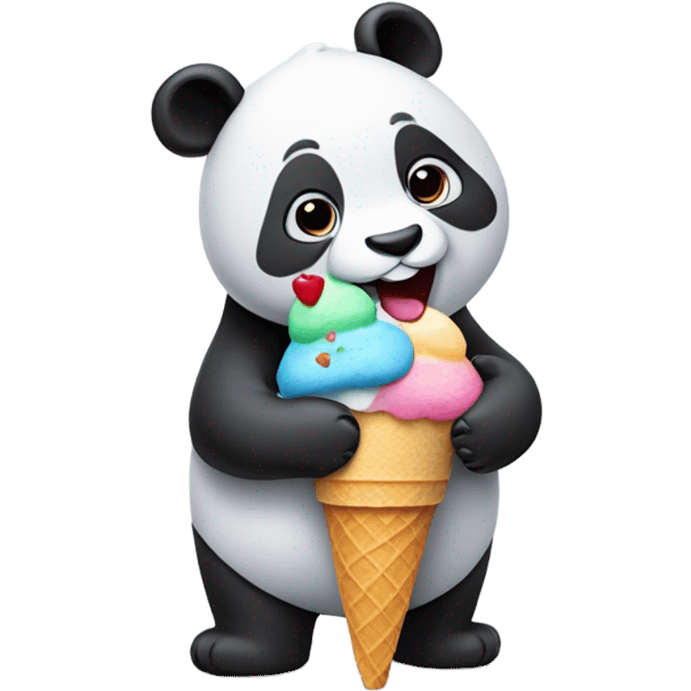 Panda eating ice cream emoji