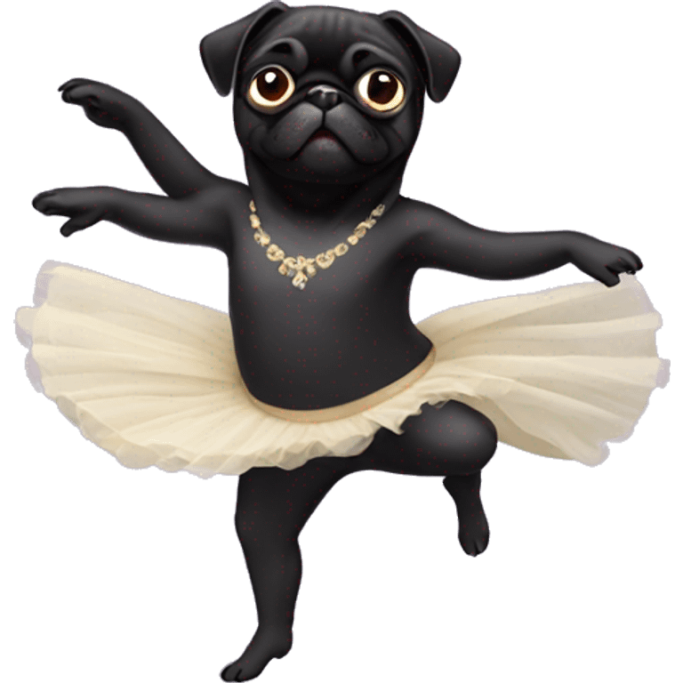 Male Black pug dancing ballet  emoji