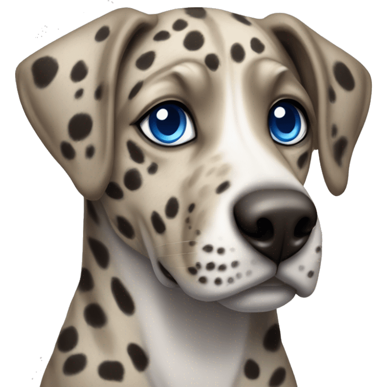 Catahoula leopard dog with blue eyes emoji