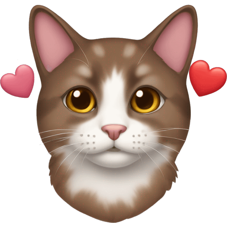 a brown snowshoe cat with hearts  emoji