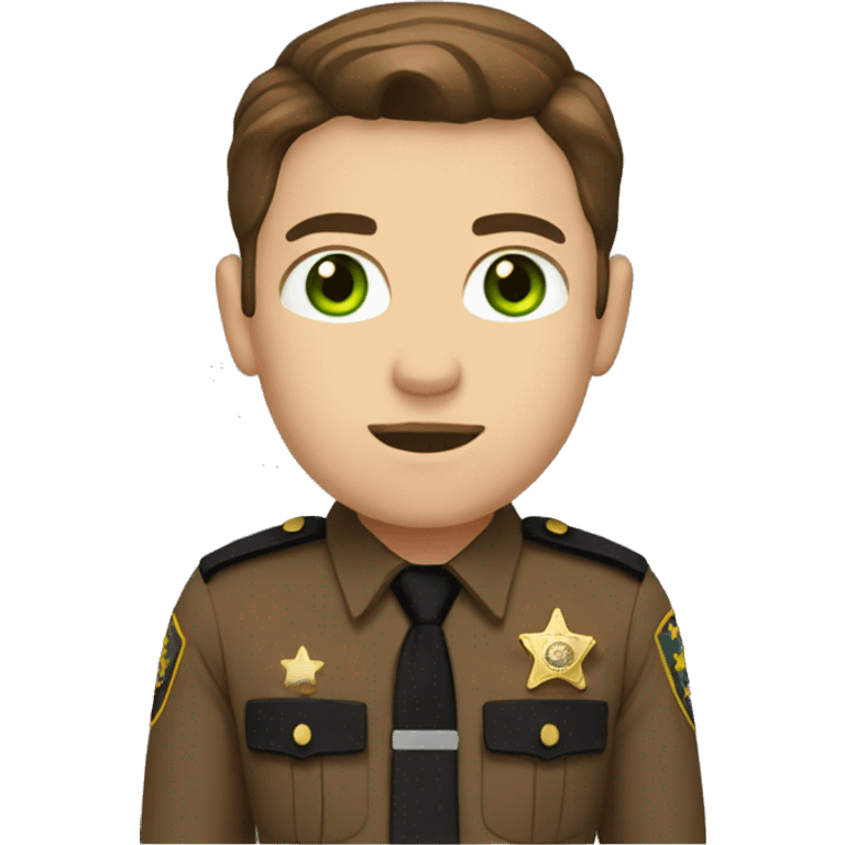 Undersheriff with middle part brown hair and green eye emoji