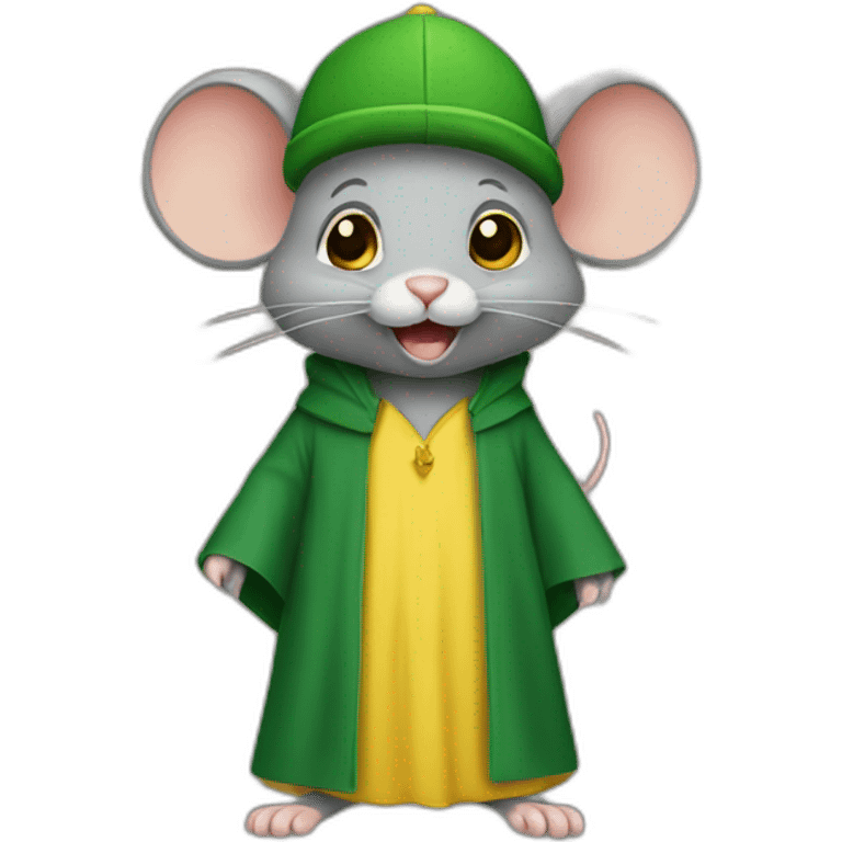 old jerry mouse with green cap and yellow Abaya emoji