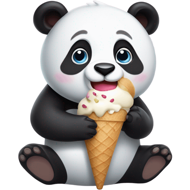 Panda eating ice cream emoji