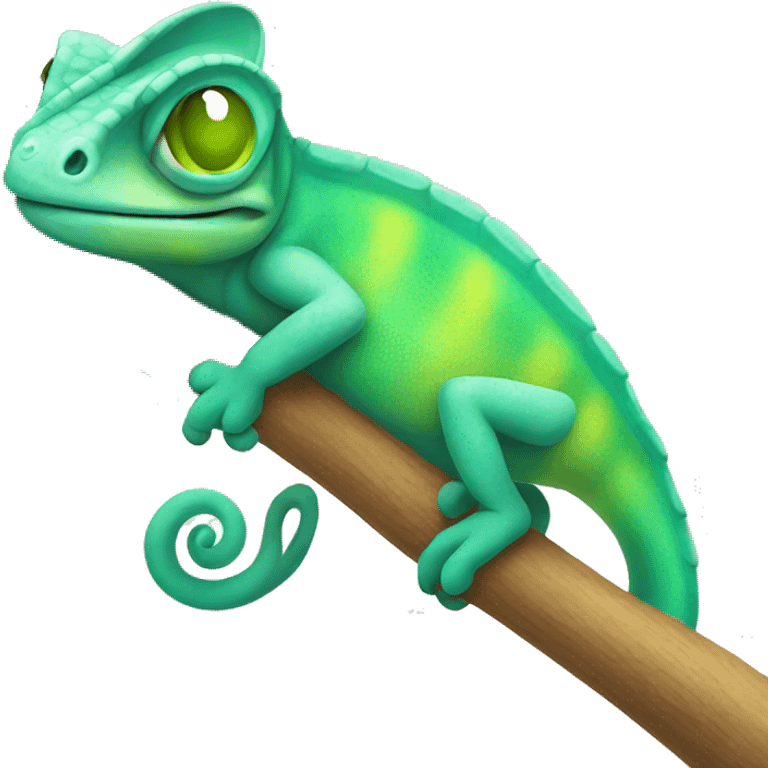 Cute smiling chameleon emoji