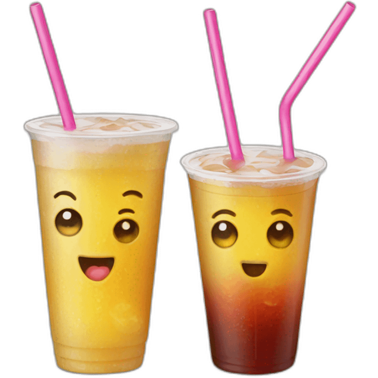 drinks in cups with straws emoji