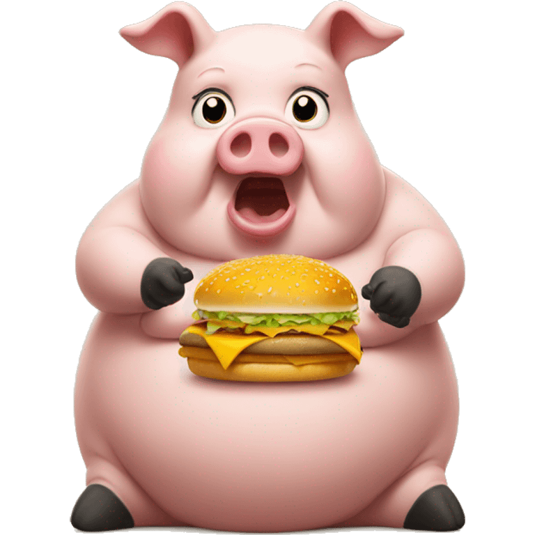 very fat pig eating mc donalds emoji