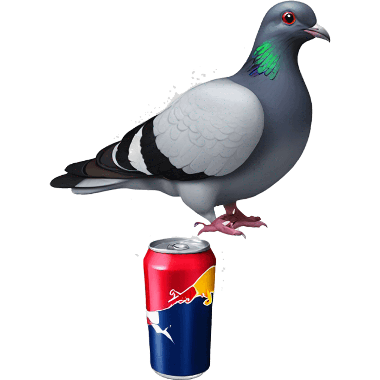 Pigeon drinking red bull  emoji