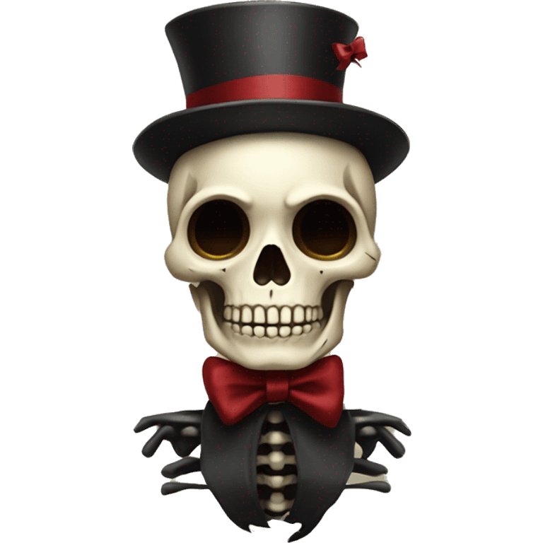 Cute skeleton w dark red bow on head emoji