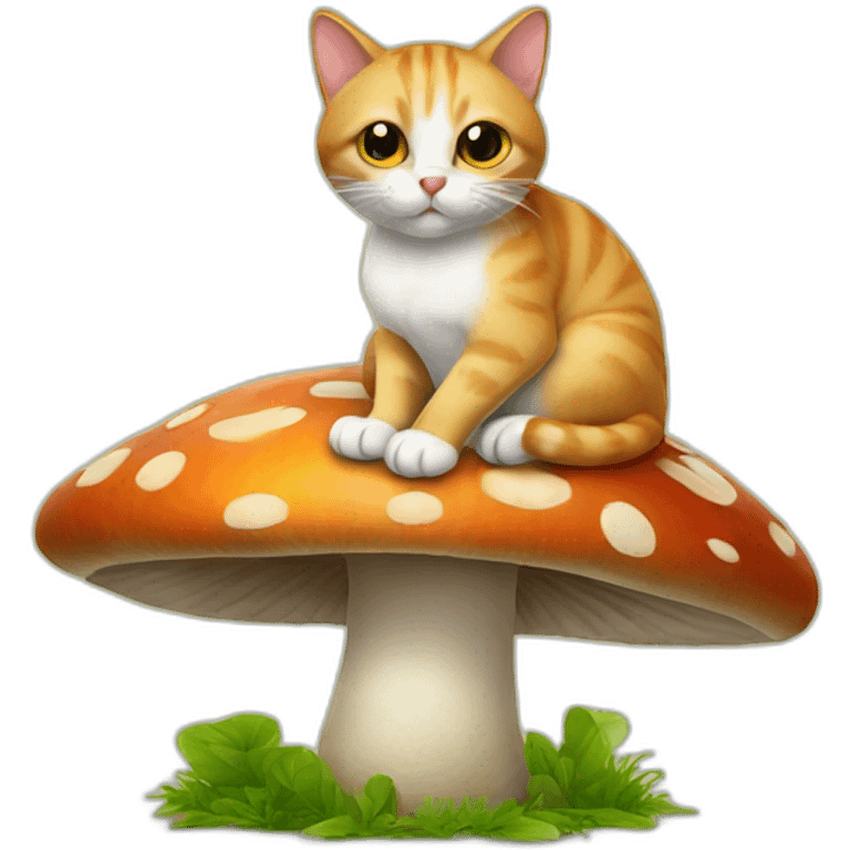 Cat sitting on mushroom emoji