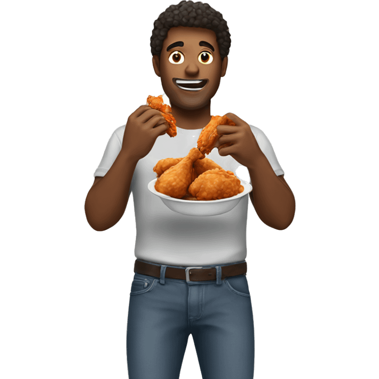 guy eating fried chicken emoji