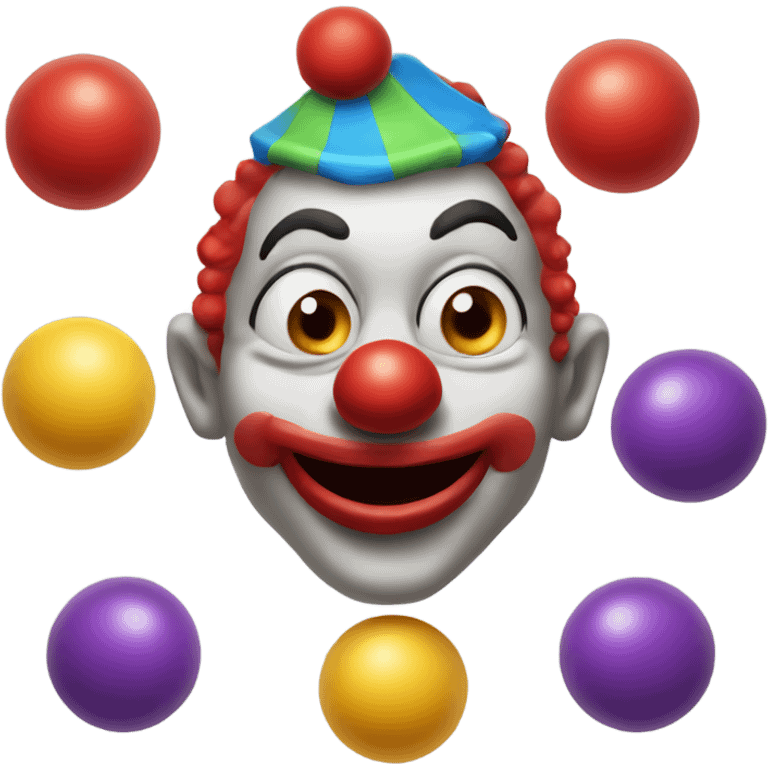 Clown juggling balls in mouth emoji