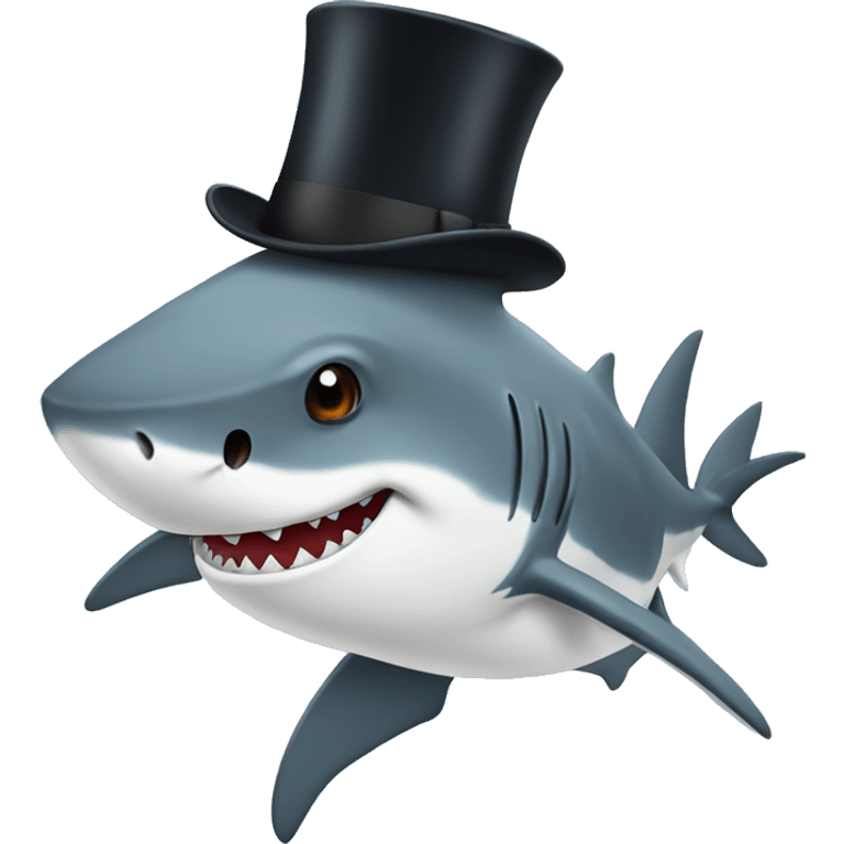 Shark with a top hat emoji